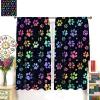 Abstract Dog Paw Blackout Curtains for Bedroom, Colorful Cute Dogs Cat Pet Bones Print Rainbow Theme Rod Pocket Thermal Insulated Room Darkening Curtains Window Drapes 84x84in view 3