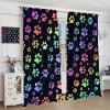 Abstract Dog Paw Blackout Curtains for Bedroom, Colorful Cute Dogs Cat Pet Bones Print Rainbow Theme Rod Pocket Thermal Insulated Room Darkening Curtains Window Drapes 84x84in view 4