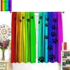 Rainbow Colorful Paw for Dog Curtains Rustic Old Barn Wood Board Animal Cute DogsWindow Drapes Rod Pocket Curtains Darkening Thermal Insulated for Living Room 42x54 Inch view 3