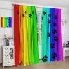 Rainbow Colorful Paw for Dog Curtains Rustic Old Barn Wood Board Animal Cute DogsWindow Drapes Rod Pocket Curtains Darkening Thermal Insulated for Living Room 42x54 Inch view 4