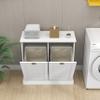 Goujxcy Tilt-Out Laundry Sorter Cabinet with Two-Compartment, Double Tilt Out Bathroom Storage Organizer Bathroom Hamper, White view 3