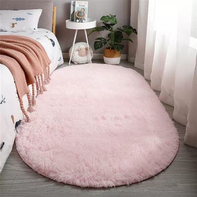 Reyox Fluffy Soft Oval Area Rug, Plush Shaggy Carpet for for Living Room Bedroom Home Dcor Pink 3.9 x 5.9 Feet