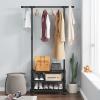 AZHANGYB Clothes Rack with Shoe Shelves, Heavy Duty Clothing Rack, Industrial Pipe Style Rolling Garment Rack with Shelf, for Bedroom, Laundry Room (B) view 4