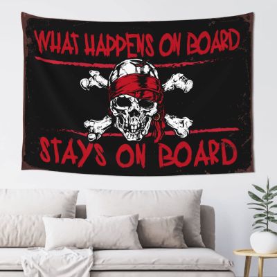 CakJuice Sports Bar Decor Pirate What Happens On Board Tapestry Wall Tapestry College Hanging Wall Decor (Size : 100X150CM)