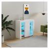 living room cabinet Kitchen Sideboard Cupboard with LED Light, Black High Gloss Dining Room Buffet Storage Cabinet Hallway Living Room TV Stand Unit Display Cabinet with Drawer and 1 Doors ( Color : W view 2
