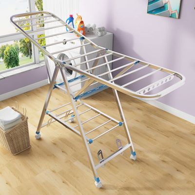 AZHANGYB Outdoor Drying Rack Clothing Foldable, Clothes Drying Rack, Collapsible Laundry Rack with Hanging Rods, Shoe Hangers, Adjustable Wing and Foldable Design (1.6m)