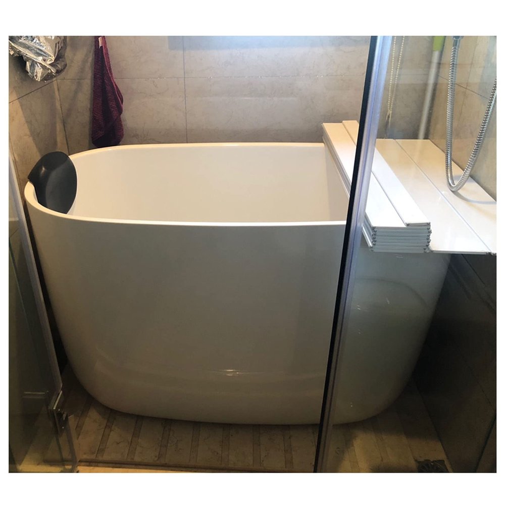 Bathtub Tray Folding Bathtub Cover Bathtub Tray, Plastic Dust-Proof Board Shutter Bath Lid, Bathtub Insulation Cover for Spa, Bathroom & Shower, 0.6cm Thickness Multifunctional ( Color : White , Size