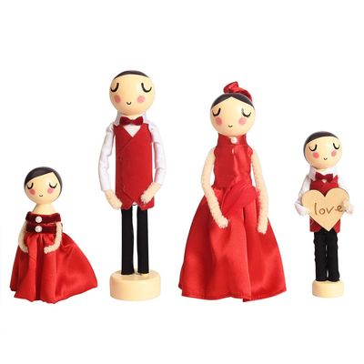 European Vintage Mini Wooden Wedding Doll Set Art Craft Desktop Decoration Decoration