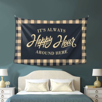 CakJuice Cave Man Bar It's Always Happy Hour Around Here Tapestry Vintage Decor Funny Tapestry (Size : 75X100CM)