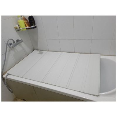 Bathtub Tray PVC Folding Dust-Proof Bathtub Cover for Most Standard Sized Bathtubs, Multifunction Bathtub Tray Shutter Bath Lid, Insulation Cover Bath Shelf for Luxury Spa Or Reading Multifunctional (