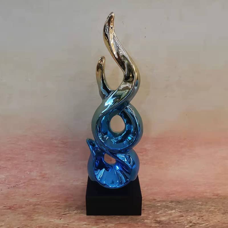 AOPPLSOT Modern Abstract Deco Ceramic Flame Art Sculptures Deco, for Bedroom, Window Sill Living Room Apartment Office Wine Cabinet Decoration,Blue