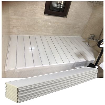Bathtub Tray Folding Bathtub Cover, White Plastic Dust-Proof Board Shutter Bath Lid, PVC Bathtub Tray Insulation Cover for Spa, Bathroom & Shower, 0.6cm Thickness Multifunctional ( Color : White , Siz