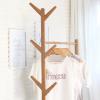 AZHANGYB Bamboo Clothes Rack, Rolling Garment Rack, with Adjustable Layer Hooks Wheels Garment Rack Clothing Storage Organizer for Bedroom Entryway (60cm) view 2