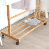 AZHANGYB Bamboo Clothes Rack, Rolling Garment Rack, with Adjustable Layer Hooks Wheels Garment Rack Clothing Storage Organizer for Bedroom Entryway (60cm) view 3