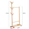 AZHANGYB Bamboo Clothes Rack, Rolling Garment Rack, with Adjustable Layer Hooks Wheels Garment Rack Clothing Storage Organizer for Bedroom Entryway (60cm) view 4
