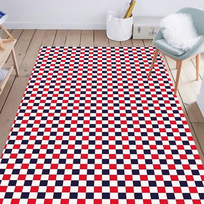 Red Black White Checkered Pattern Kids Rugs, Modern Funky Large Bedroom Carpet, Protect Flooring from Scratches and Damages for Decor Teen Boys Room Floor Lounge Nursery, 3ft x 5ft