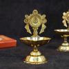 SATVIK 2 Pc Pair of Brass Designer Shankh Chakra Diya Traditional Indian Festive Diwali Puja Pooja Mandir Home Temple Oil Lamp Dia Indian Housewarming Return Gift Items view 2