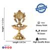 SATVIK 2 Pc Pair of Brass Designer Shankh Chakra Diya Traditional Indian Festive Diwali Puja Pooja Mandir Home Temple Oil Lamp Dia Indian Housewarming Return Gift Items view 3