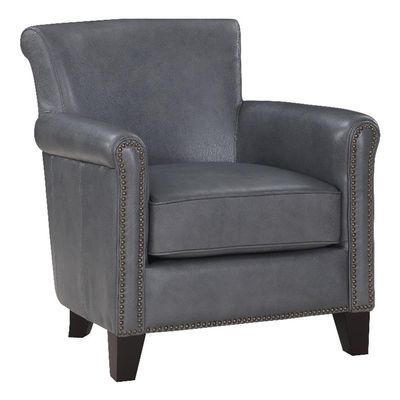 Lexicon Braintree 20.5" Plywood and Leather Accent Chair in Burnish Gray