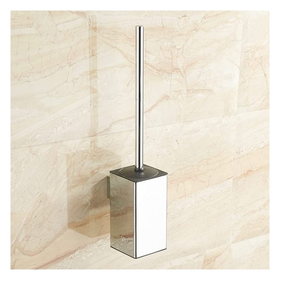 KAAZEE Toilet Brush 304 Stainless Steel Toilet Brush Holder Bathroom Cleaning Brush Holder with Toilet Brush Wall Mount Toilet Bowl Brush for Home Bathroom (Color : Silver)