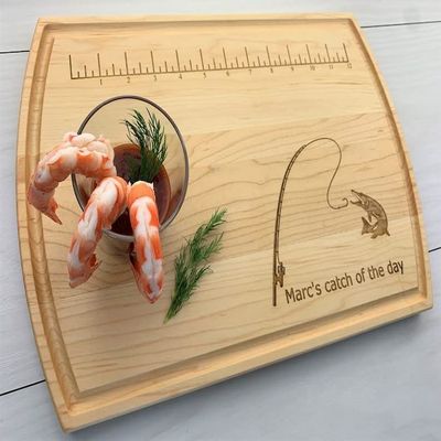 Personalized Cutting Board, Custom Cutting Board, Fish Measuring Board, Catch of the Day Gift, Fisherman's Gift, Fathers Day Gift, 091 (Maple, 12" x 8")