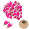SKYPRO 50Pcs Rose Red Mini Wooden Heart Clothespins, Multicolor Small Clothespins with Heart, 3cm Heart Photo Clips, DIY Craft view 1