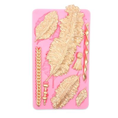 Silicone Moulds Feather Shaped Fondant Cake Decoration Baking Diy Chocolate Silicone Mold