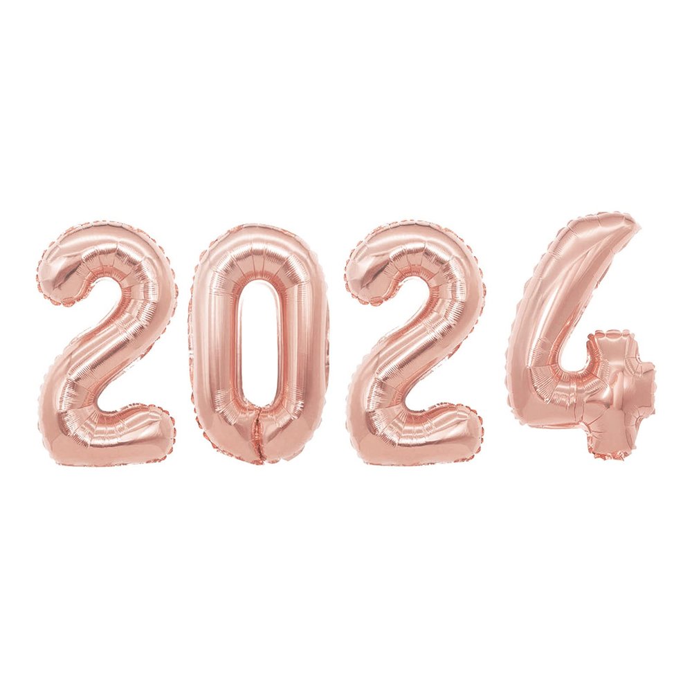 16 Inch 2024 Balloons Rose Gold, 2024 Foil Number Balloons for 2024 New Year Eve Festival Party Supplies Graduation Decorations, Rose Gold
