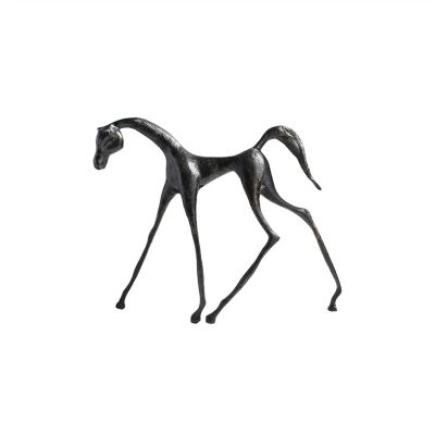 Statue Sculpture Desktop Decoration Abstract Horse Statue Ornament Cast Iron Animal Sculpture Ornaments Model Room Tea House Living Room Bedroom Office Desktop Decor Desktop Crafts (Color : Brass)