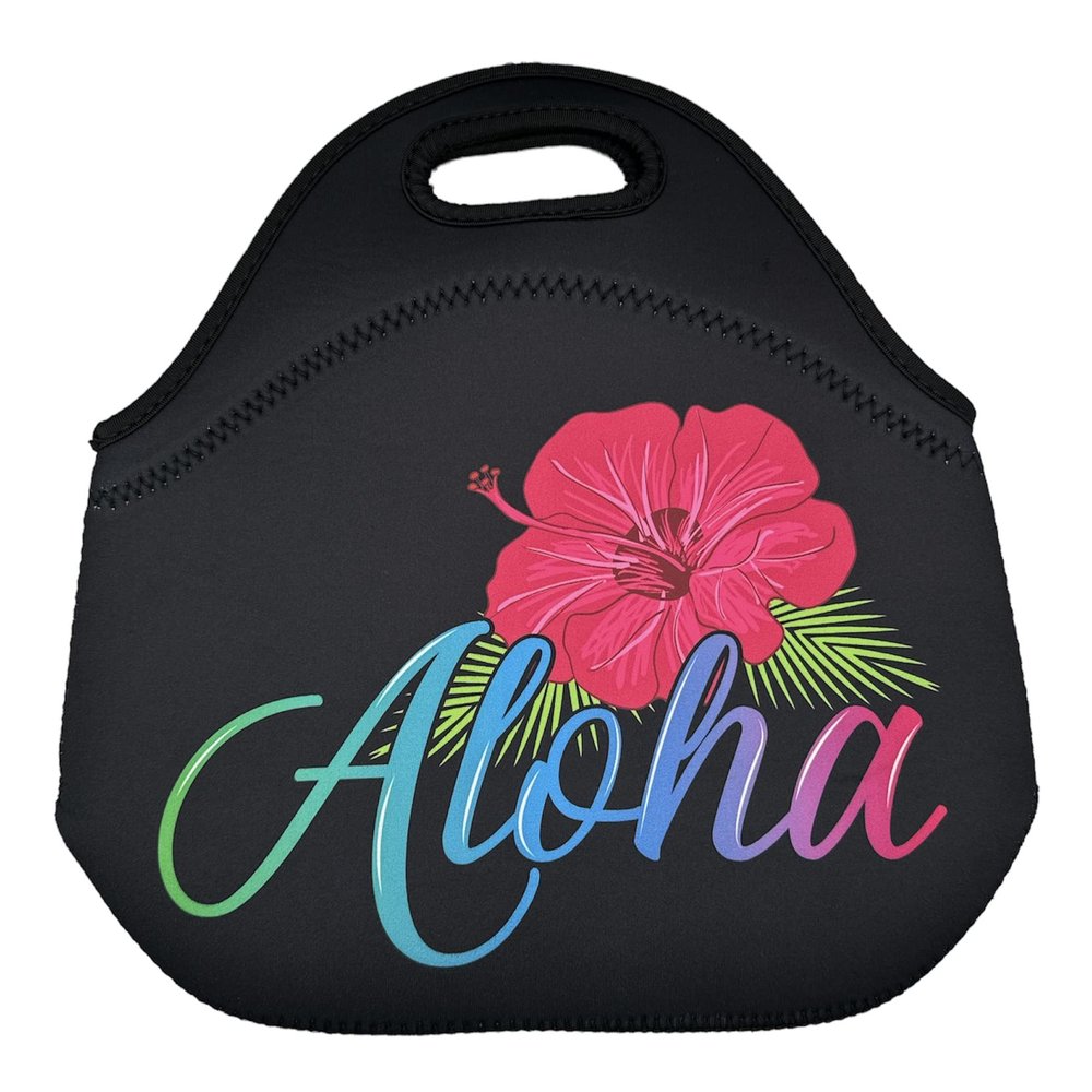 Aloha Designs ALOHA Neoprene Lunch Bag Travel Splash-proof insulated Lunch Tote Washable lunch container box for work picnic Bags with 1 Aloha Decal