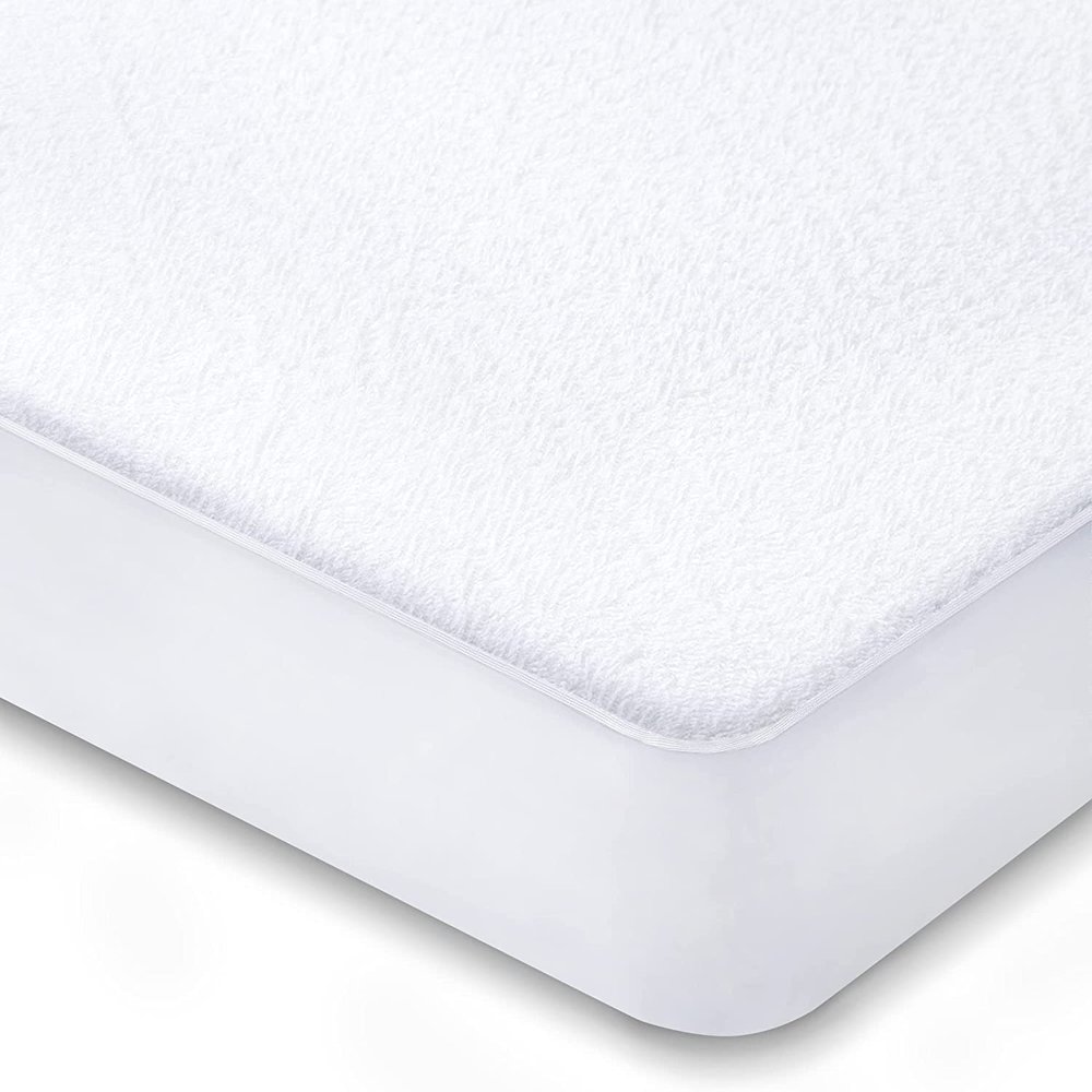 Fitted Mattress Protector - King Size Fitted Mattress Protector 12 Inch Deep Pocket - Encasement Style Mattress Protector Fitted Sheet (White)