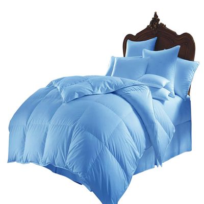 WegaLinen 3 Piece Bedding Down Alternative Comforter Twin 64x88 All Season Twin Comforter Box Stitched Sky Blue Solid Colour