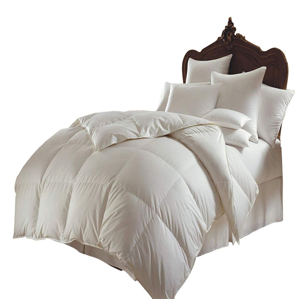 WegaLinen 5 Piece Bedding Down Alternative Comforter Twin XL 68X92 All Season Twin XL Comforter Box Stitched White Solid Colour