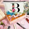 Andeiltech Initial Canvas Tote Bag Floral Letter Personalized Makeup Bag Monogrammed Gift for Bridesmaids Birthday Wedding view 4