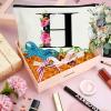 Andeiltech Initial Canvas Tote Bag Floral Letter Personalized Makeup Bag Monogrammed Gift for Bridesmaids Birthday Wedding view 4