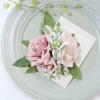 Cileruide Wrist Corsage Boutonniere for Wedding Bride Groom Roses Blossom Hand Pocket Flower Bridesmaid Groomsmen Parents Wristband Lapel Shoulder Flower Prom Homecoming Quinceanera (Dusty Pink Set) view 3