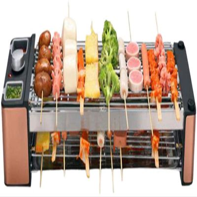 Smokeless Electric Tabletop Grill, Grills Rectangle Double Layers 1200W Smokeless Electric Pan Grill BBQ Grill Electric Griddle