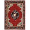 2' X 3' Red Blue Orange and Ivory Oriental Power Loom Stain Resistant Area Rug with Fringe view 1