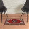 2' X 3' Red Blue Orange and Ivory Oriental Power Loom Stain Resistant Area Rug with Fringe view 2