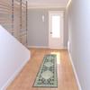 2' X 8' Teal Blue Ivory Green and Grey Oriental Power Loom Stain Resistant Runner Rug view 2