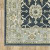 2' X 8' Teal Blue Ivory Green and Grey Oriental Power Loom Stain Resistant Runner Rug view 4
