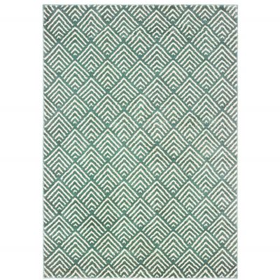 2' X 3' Foam Blue and Ivory Geometric Power Loom Stain Resistant Area Rug
