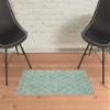 2' X 3' Foam Blue and Ivory Geometric Power Loom Stain Resistant Area Rug view 2