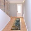 2' X 8' Blue Gold Teal Rust Grey and Beige Abstract Power Loom Stain Resistant Runner Rug view 2