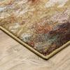 2' X 8' Blue Gold Teal Rust Grey and Beige Abstract Power Loom Stain Resistant Runner Rug view 4