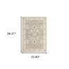 2' x 3' Beige and Ivory Oriental Power Loom Area Rug view 2