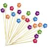 100pcs Flower Cocktail Picks, Toothpicks for Appetizers, 4.7 inch Long Bamboo Skewers, Bamboo Handmade Cocktail Sticks Appetizer Skewers for Fruits Drinks Desserts Party Food Decoration view 1