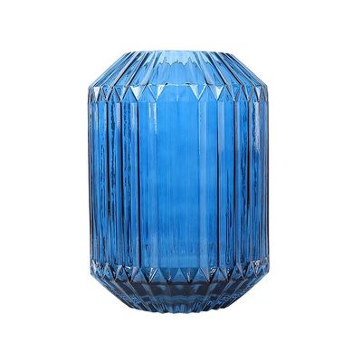 DYPASA Dry Flower Arrangement Light Luxury Geometric Vase Hydroponic Glass Vase Decoration Modern Living Room Blue Transparent Flower Arrangement Flower Utensils Table Center Decoration Flower Vase
