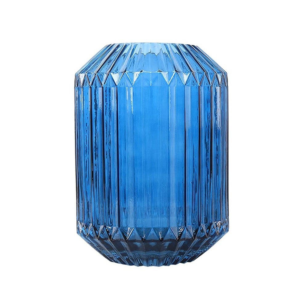 DYPASA Dry Flower Arrangement Light Luxury Geometric Vase Hydroponic Glass Vase Decoration Modern Living Room Blue Transparent Flower Arrangement Flower Utensils Table Center Decoration Flower Vase