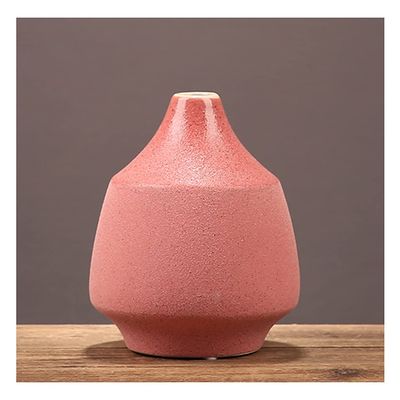 Dry Flower Arrangement Ceramic Pink Vase Decoration Home Living Room Dining Table Center Flower Arrangement Flower Utensil Decoration for Hotel Office Flower Vase (Size : 1)